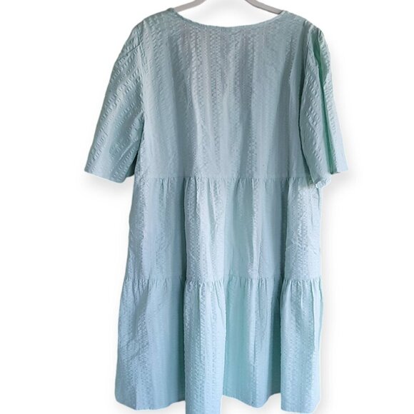 A New Day Mint Tiered Cotton Babydoll Mini Dress Summer Casual Oversized S - Picture 5 of 8
